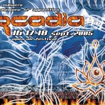 Communication Flyer, affiche et site web pour le festival de musique électronique Arcadia 
de l'association Aqua-Veda