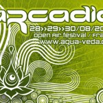 Communication Flyer, affiche et site web pour le festival de musique électronique Arcadia 
de l'association Aqua-Veda
